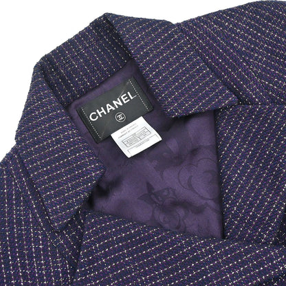 Chanel 2008 Double Breasted Tweed Jacket Purple