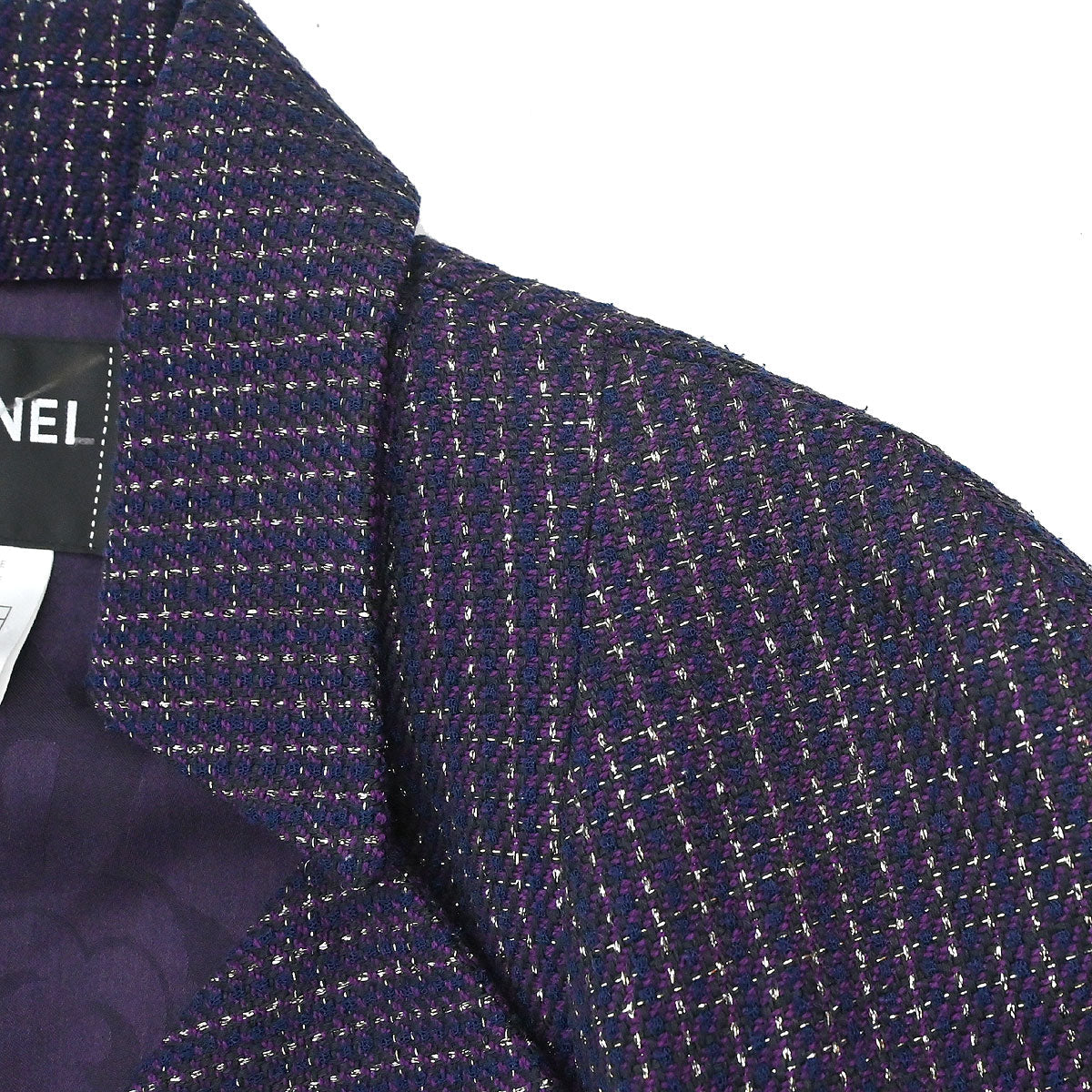 Chanel 2008 Double Breasted Tweed Jacket Purple