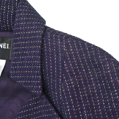 Chanel 2008 Double Breasted Tweed Jacket Purple