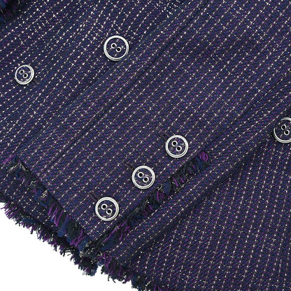 Chanel 2008 Double Breasted Tweed Jacket Purple