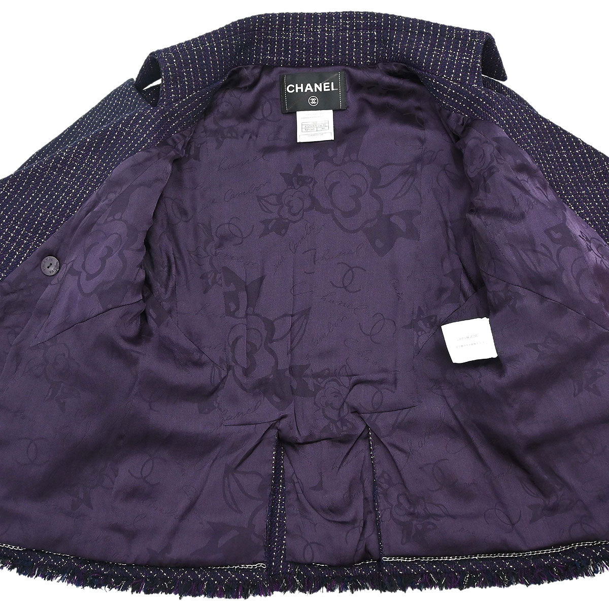 Chanel 2008 Double Breasted Tweed Jacket Purple