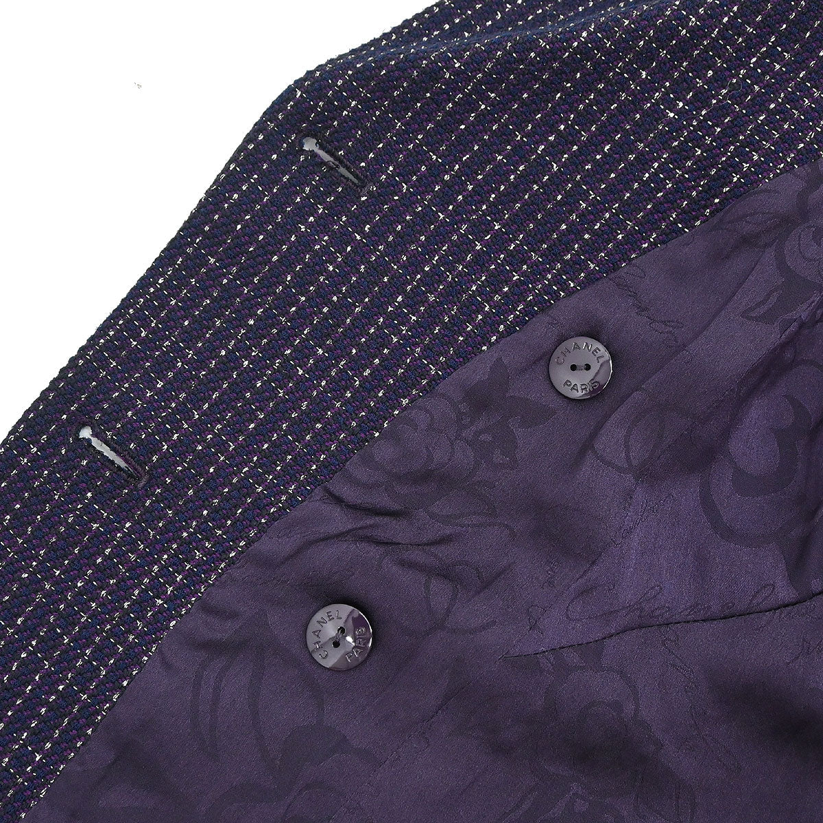 Chanel 2008 Double Breasted Tweed Jacket Purple