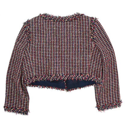 Chanel 2010 Collarless Tweed Jacket Navy #36
