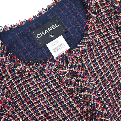 Chanel 2010 Collarless Tweed Jacket Navy #36