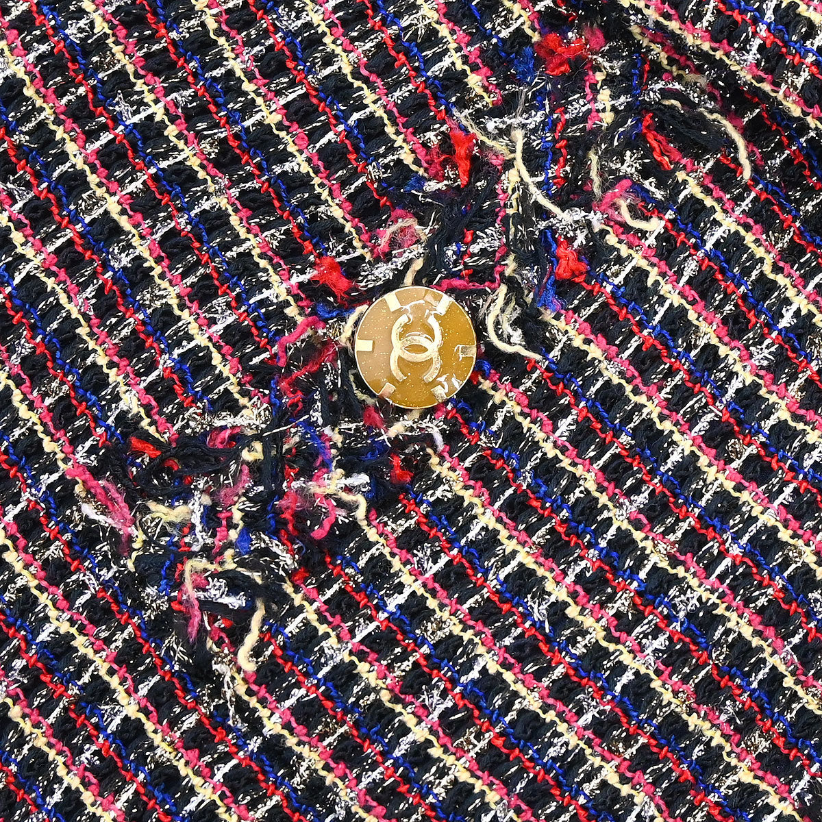 Chanel 2010 Collarless Tweed Jacket Navy #36