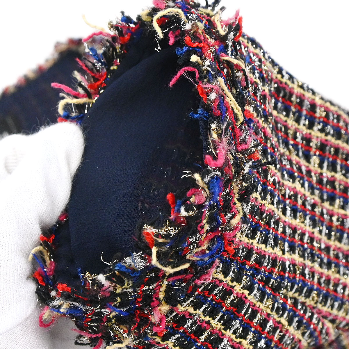 Chanel 2010 Collarless Tweed Jacket Navy #36