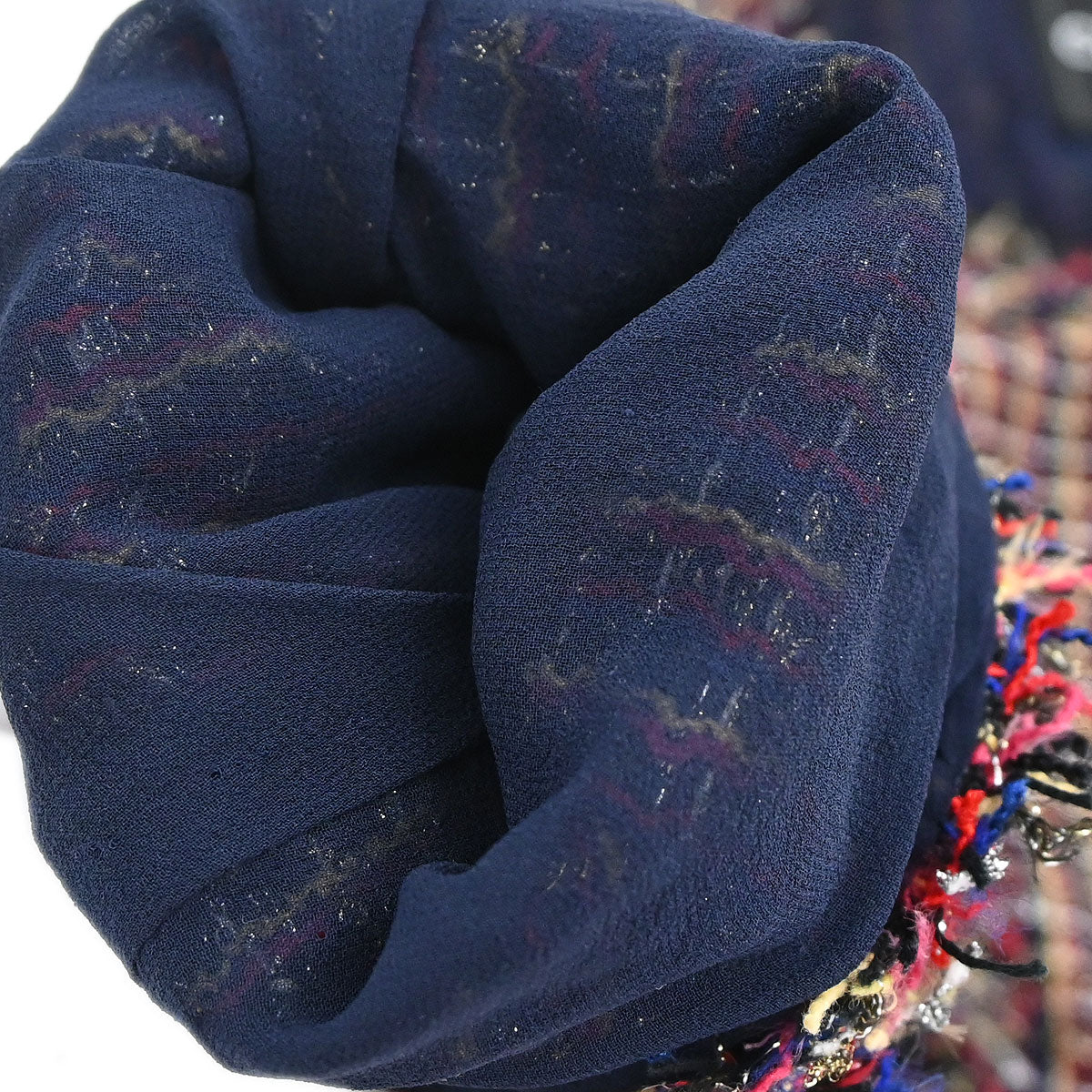 Chanel 2010 Collarless Tweed Jacket Navy #36