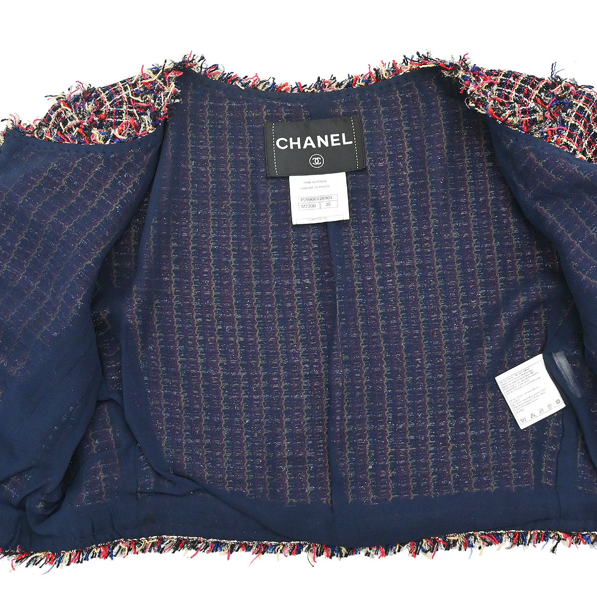 Chanel 2010 Collarless Tweed Jacket Navy #36