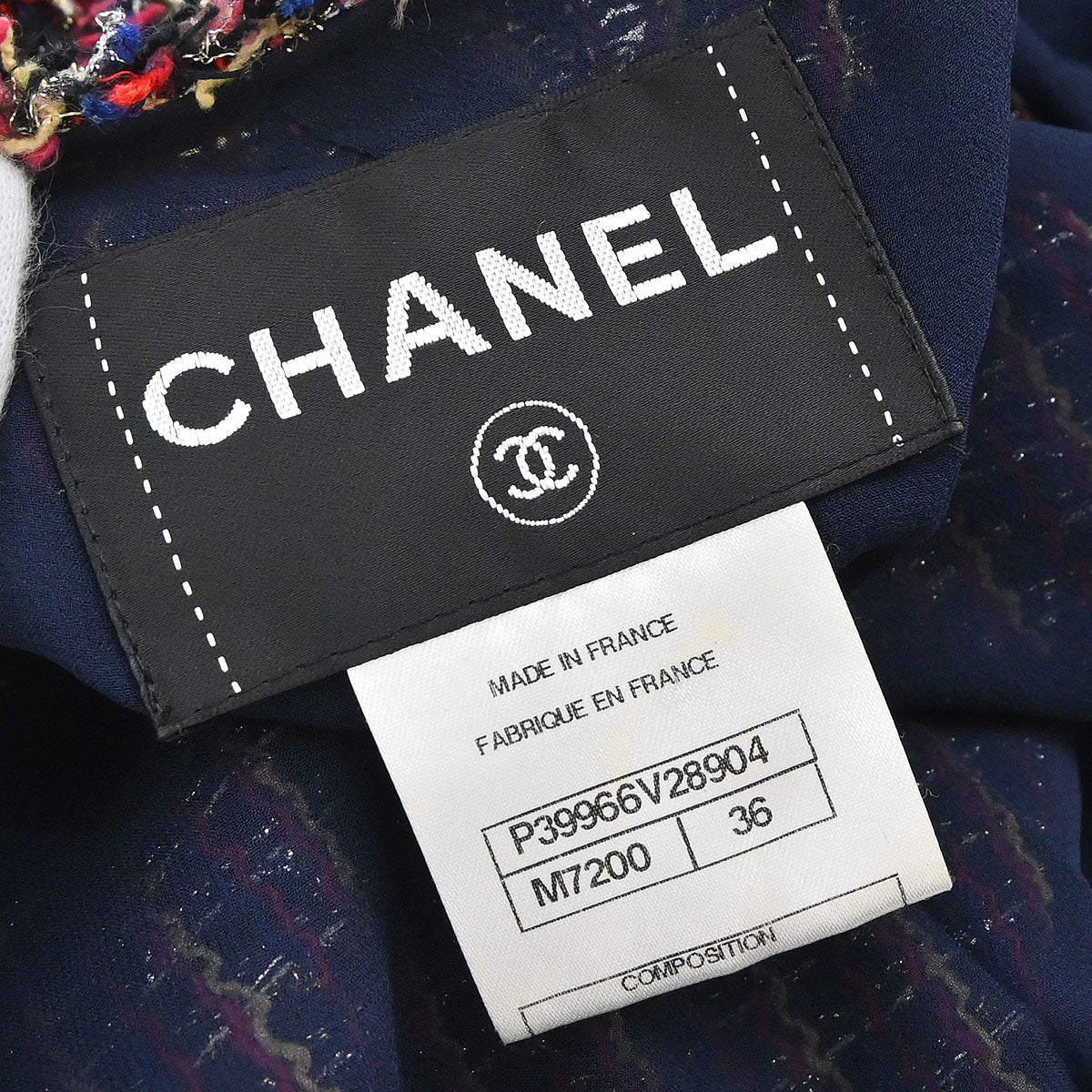 Chanel 2010 Collarless Tweed Jacket Navy #36