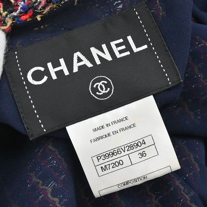 Chanel 2010 Collarless Tweed Jacket Navy #36