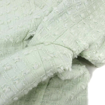 Chanel 1993 Bow Collarless Tweed Jacket Light Green #38