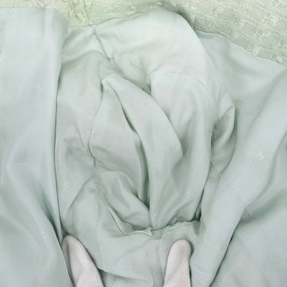 Chanel 1993 Bow Collarless Tweed Jacket Light Green #38