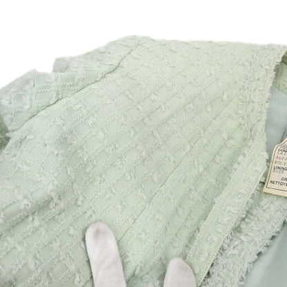 Chanel 1993 Bow Collarless Tweed Jacket Light Green #38