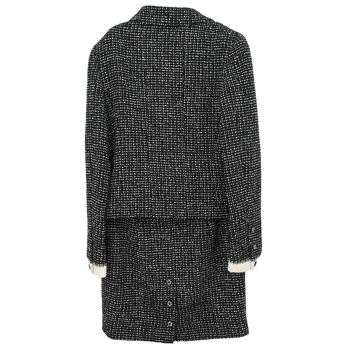 Chanel 1996 Setup Suit Jacket Skirt Tweed Black #38
