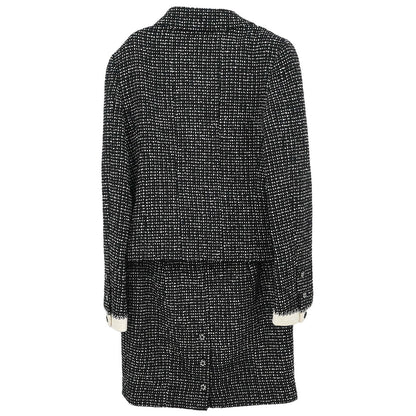 Chanel 1996 Setup Suit Jacket Skirt Tweed Black #38