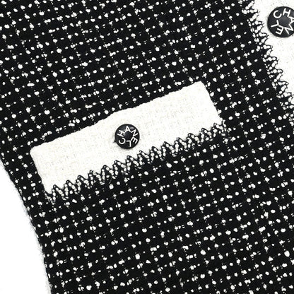 Chanel 1996 Setup Suit Jacket Skirt Tweed Black #38