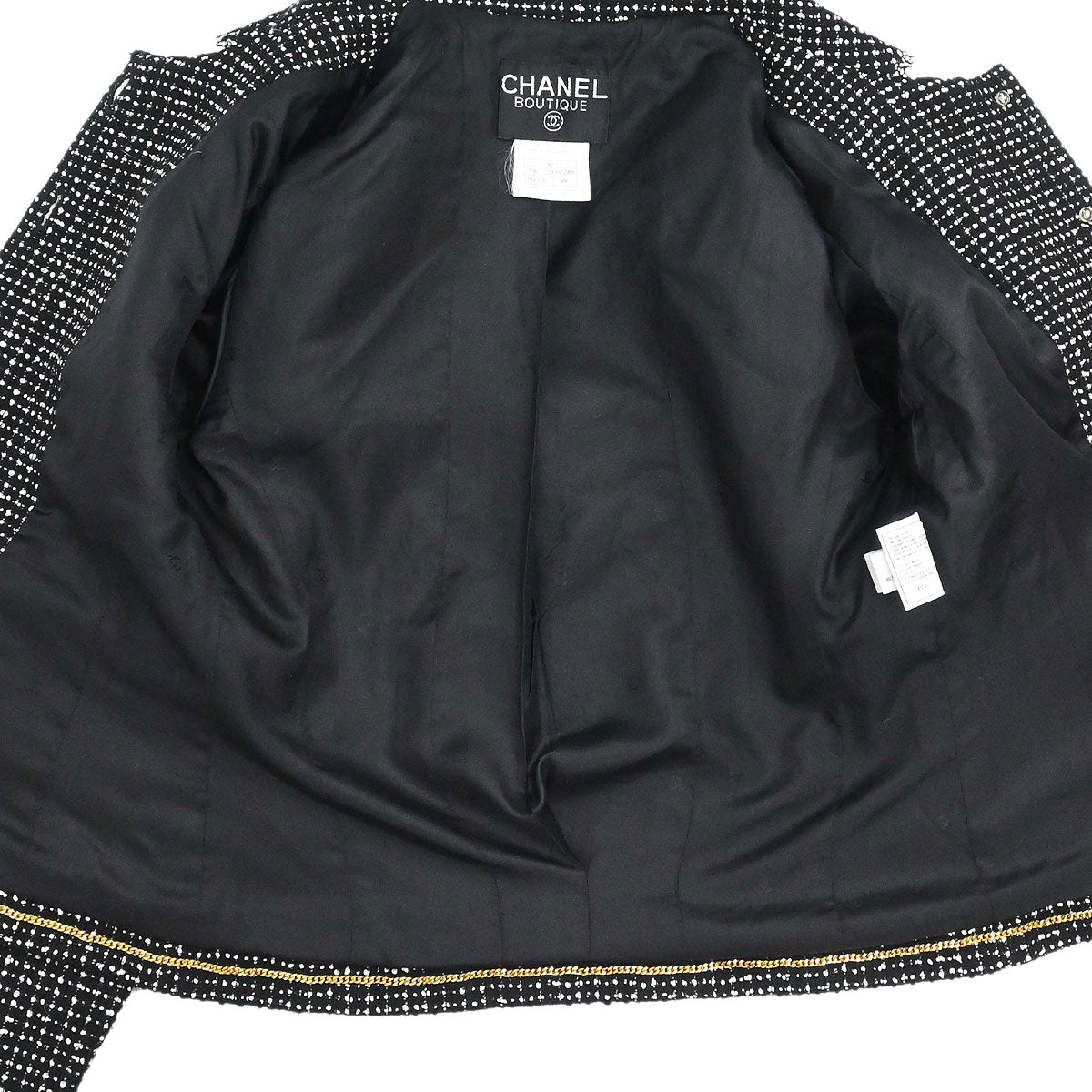 Chanel 1996 Setup Suit Jacket Skirt Tweed Black #38