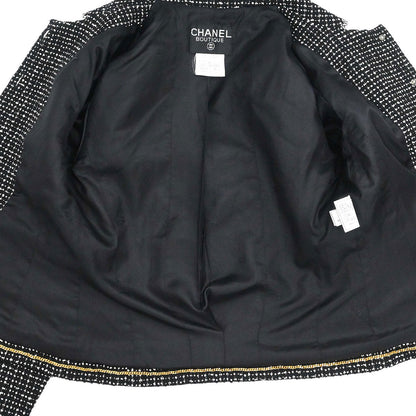 Chanel 1996 Setup Suit Jacket Skirt Tweed Black #38