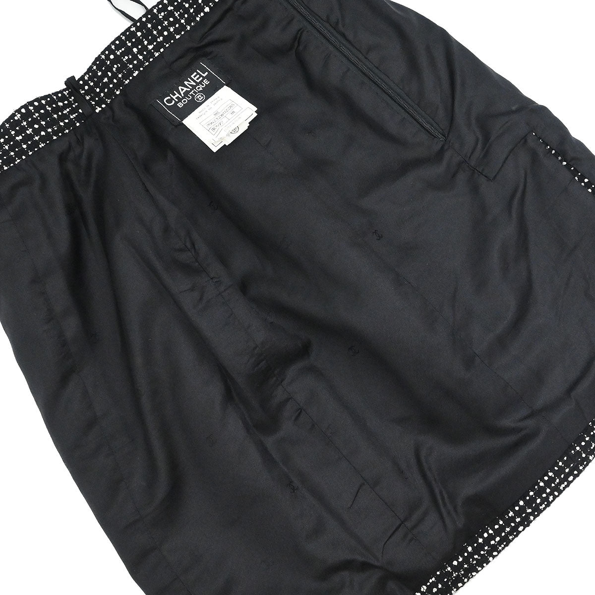 Chanel 1996 Setup Suit Jacket Skirt Tweed Black #38