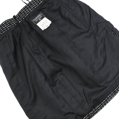Chanel 1996 Setup Suit Jacket Skirt Tweed Black #38