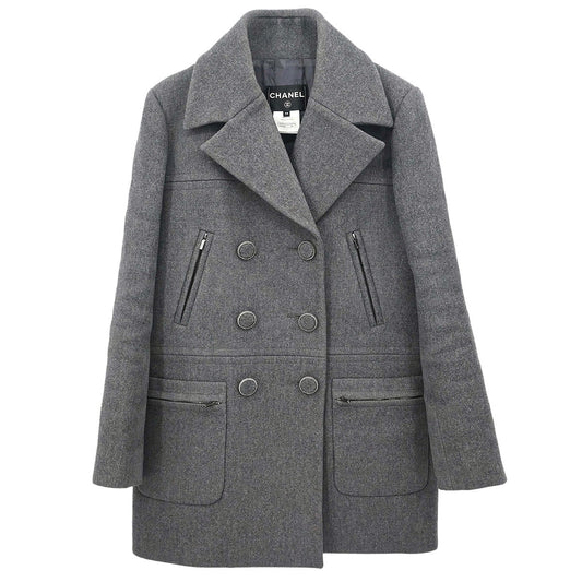 Chanel 2017 Double Breasted Jacket Gray #38