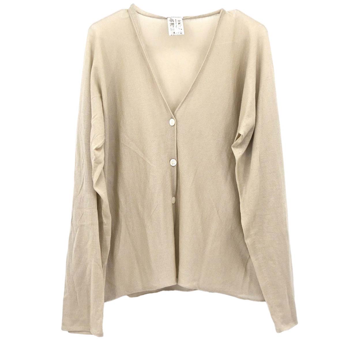 Hermes Long Sleeve Sheer Cardigan Beige #XL