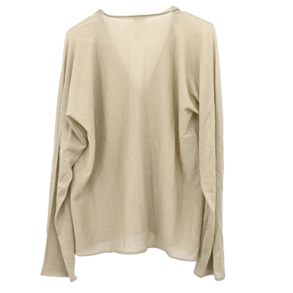 Hermes Long Sleeve Sheer Cardigan Beige #XL