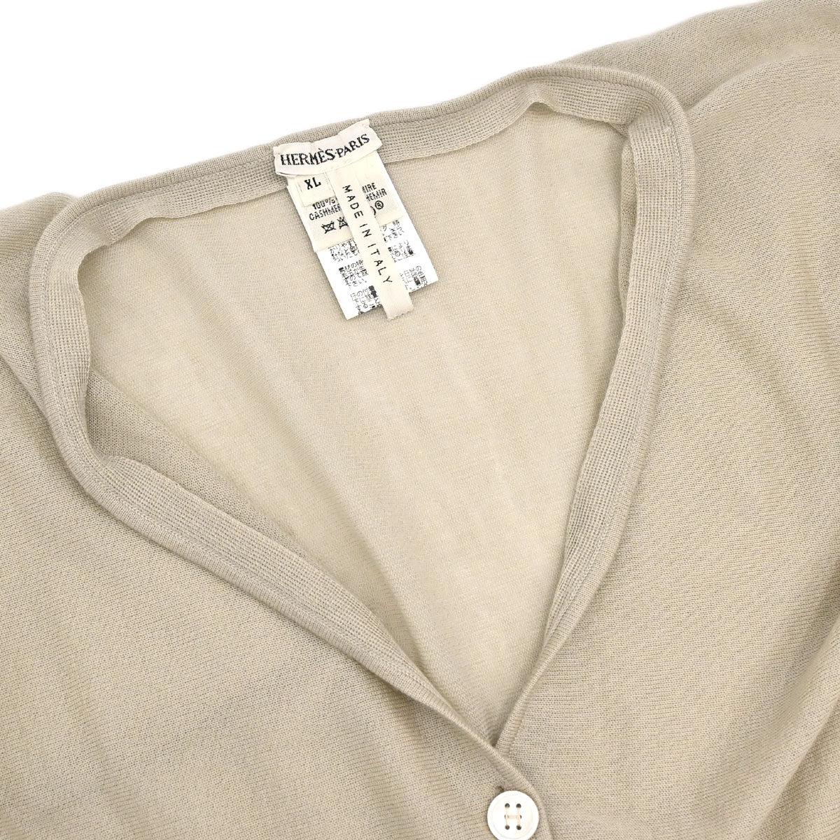 Hermes Long Sleeve Sheer Cardigan Beige #XL