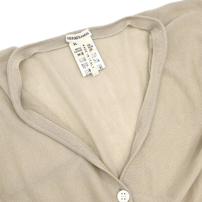 Hermes Long Sleeve Sheer Cardigan Beige #XL