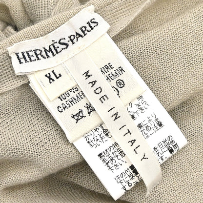 Hermes Long Sleeve Sheer Cardigan Beige #XL