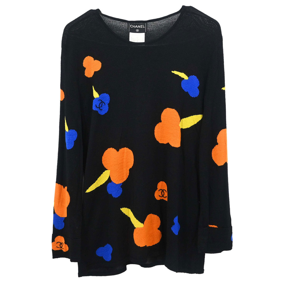 Chanel 2000 Long Sleeve Sweater Top Black #46