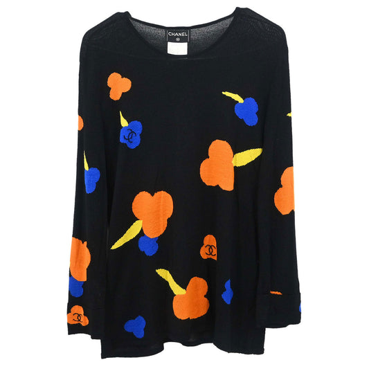 Chanel 2000 Long Sleeve Sweater Top Black #46