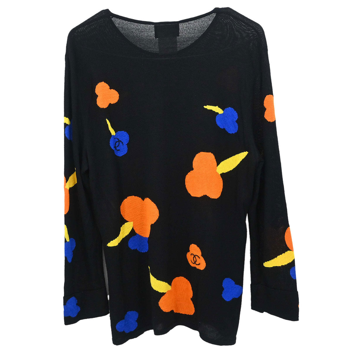 Chanel 2000 Long Sleeve Sweater Top Black #46