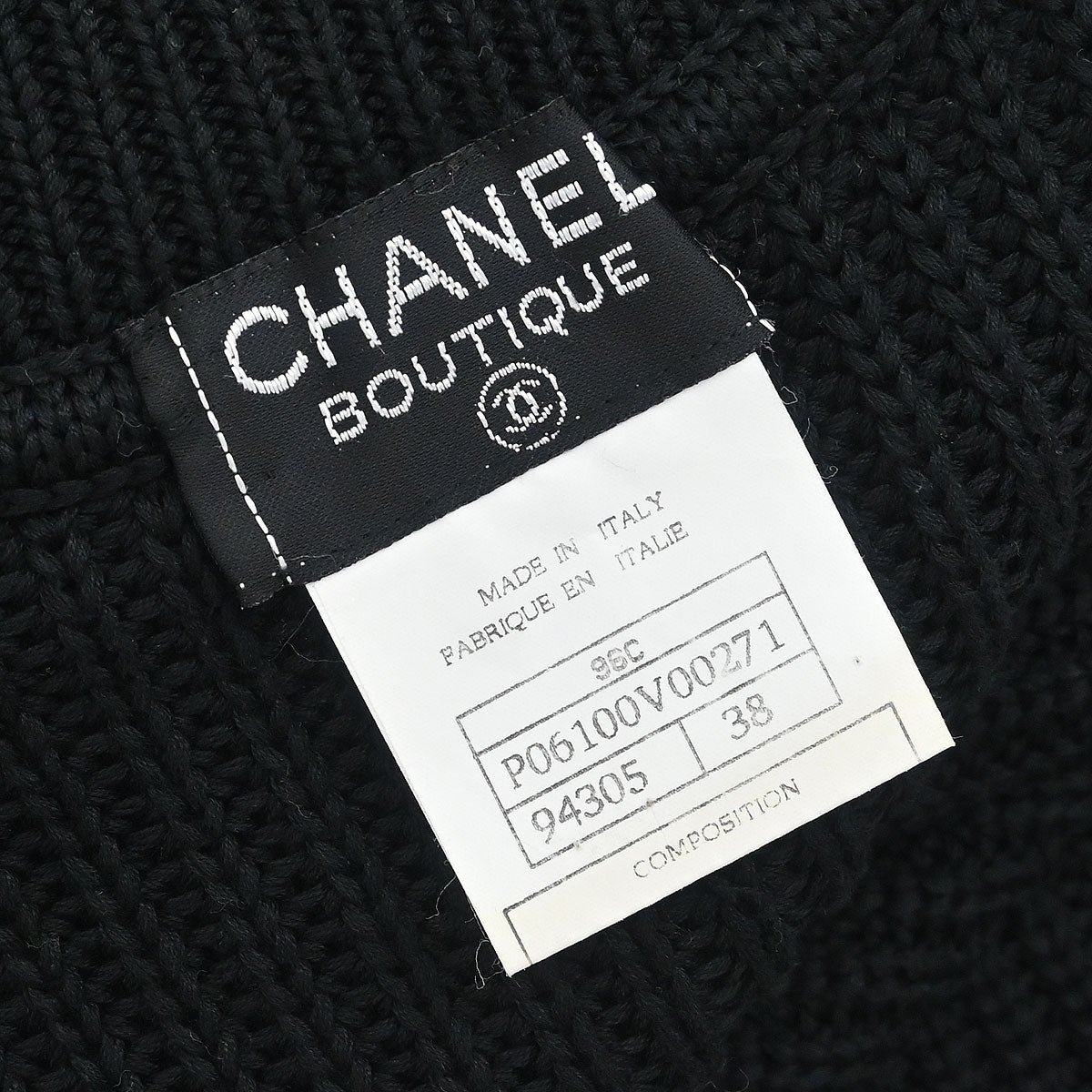 Chanel 1996 Sweater Knit Top Black #38