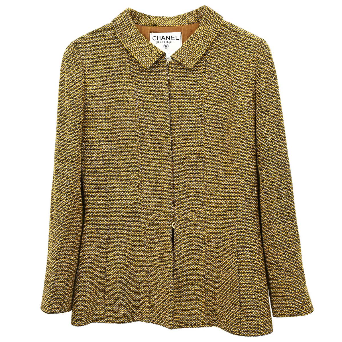 Chanel 1996 Single Breasted Tweed Jacket Brown #42