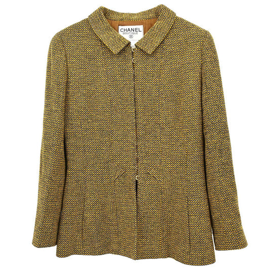 Chanel 1996 Single Breasted Tweed Jacket Brown #42
