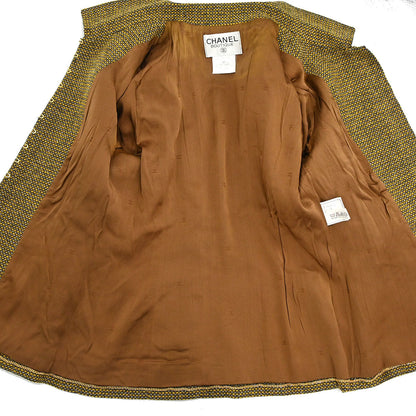 Chanel 1996 Single Breasted Tweed Jacket Brown #42