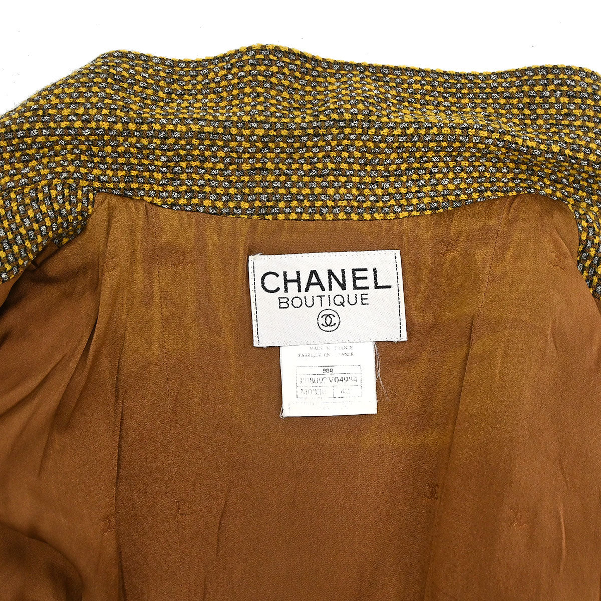Chanel 1996 Single Breasted Tweed Jacket Brown #42