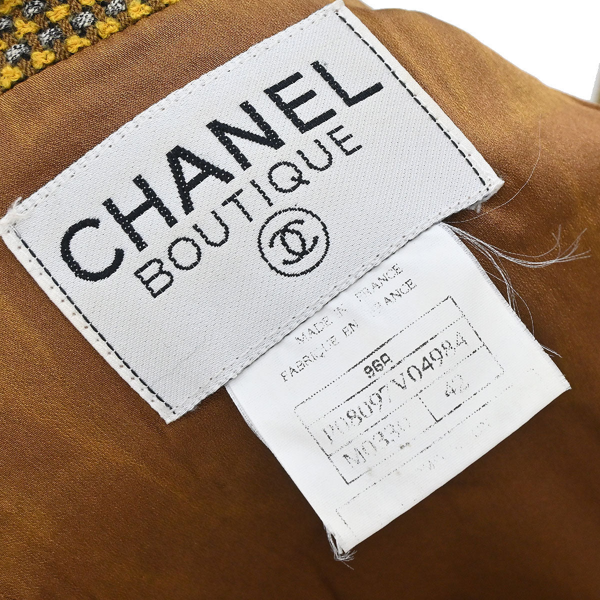 Chanel 1996 Single Breasted Tweed Jacket Brown #42