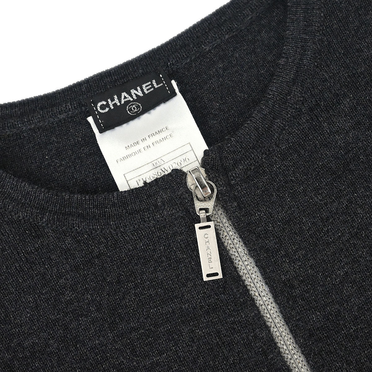 Chanel 2000 Zip Up Cardigan Gray Beige #36