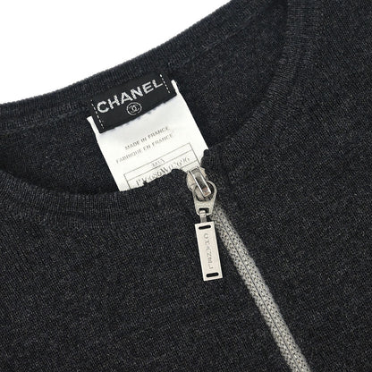 Chanel 2000 Zip Up Cardigan Gray Beige #36