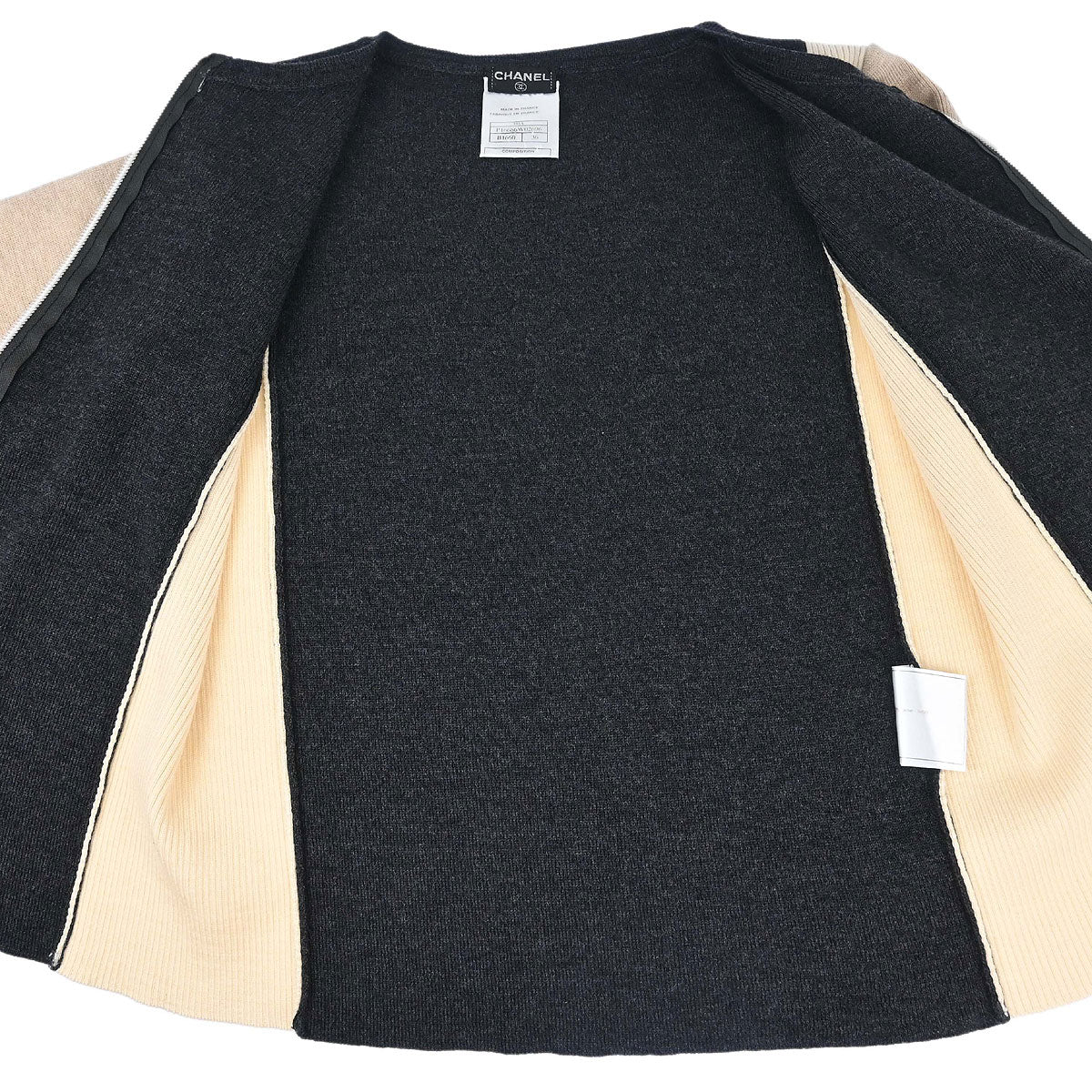 Chanel 2000 Zip Up Cardigan Gray Beige #36