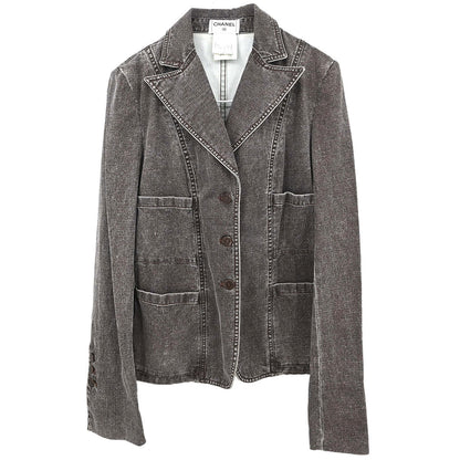 Chanel 2002 Single Breasted Denim Jacket Brown #38