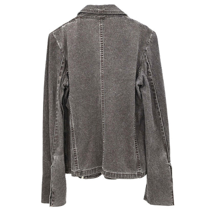 Chanel 2002 Single Breasted Denim Jacket Brown #38