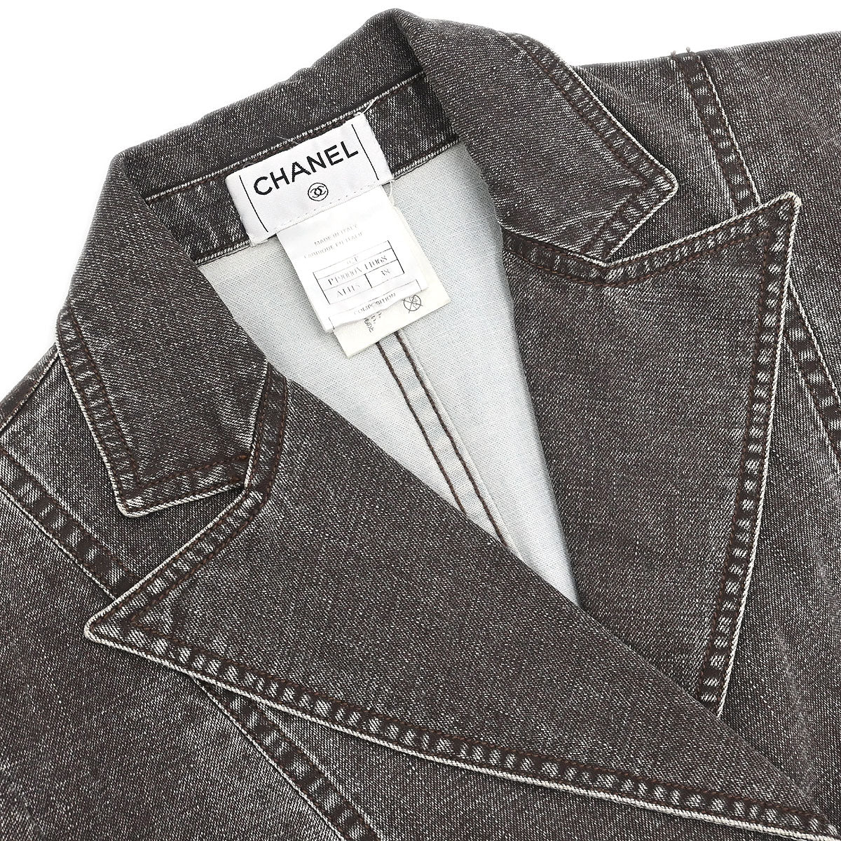 Chanel 2002 Single Breasted Denim Jacket Brown #38