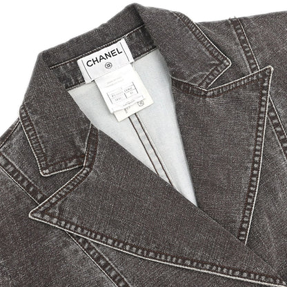 Chanel 2002 Single Breasted Denim Jacket Brown #38