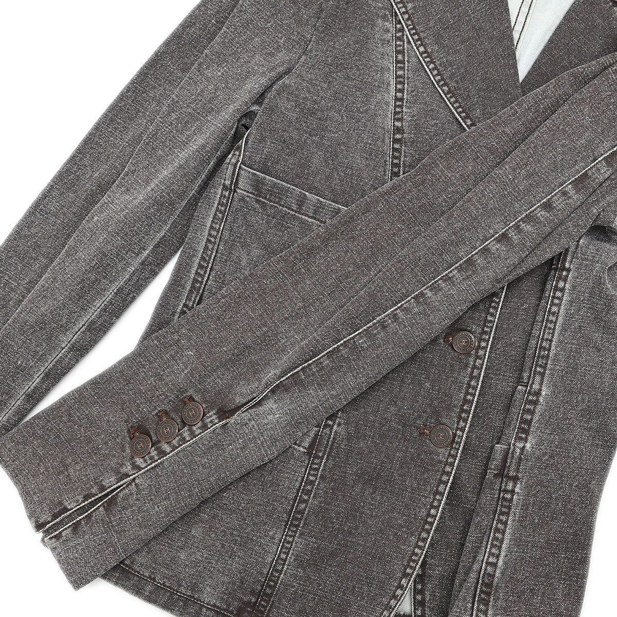 Chanel 2002 Single Breasted Denim Jacket Brown #38