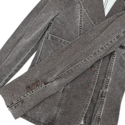 Chanel 2002 Single Breasted Denim Jacket Brown #38