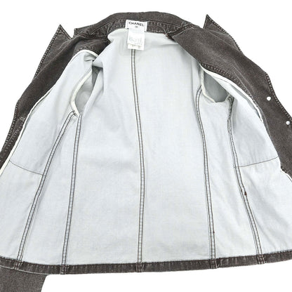Chanel 2002 Single Breasted Denim Jacket Brown #38