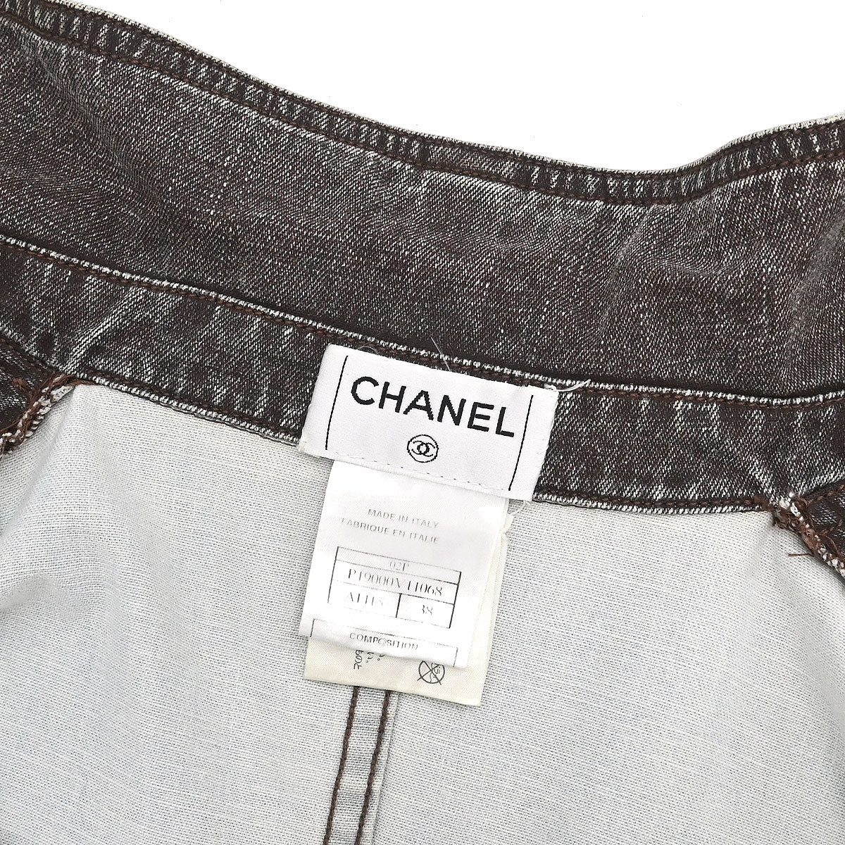 Chanel 2002 Single Breasted Denim Jacket Brown #38
